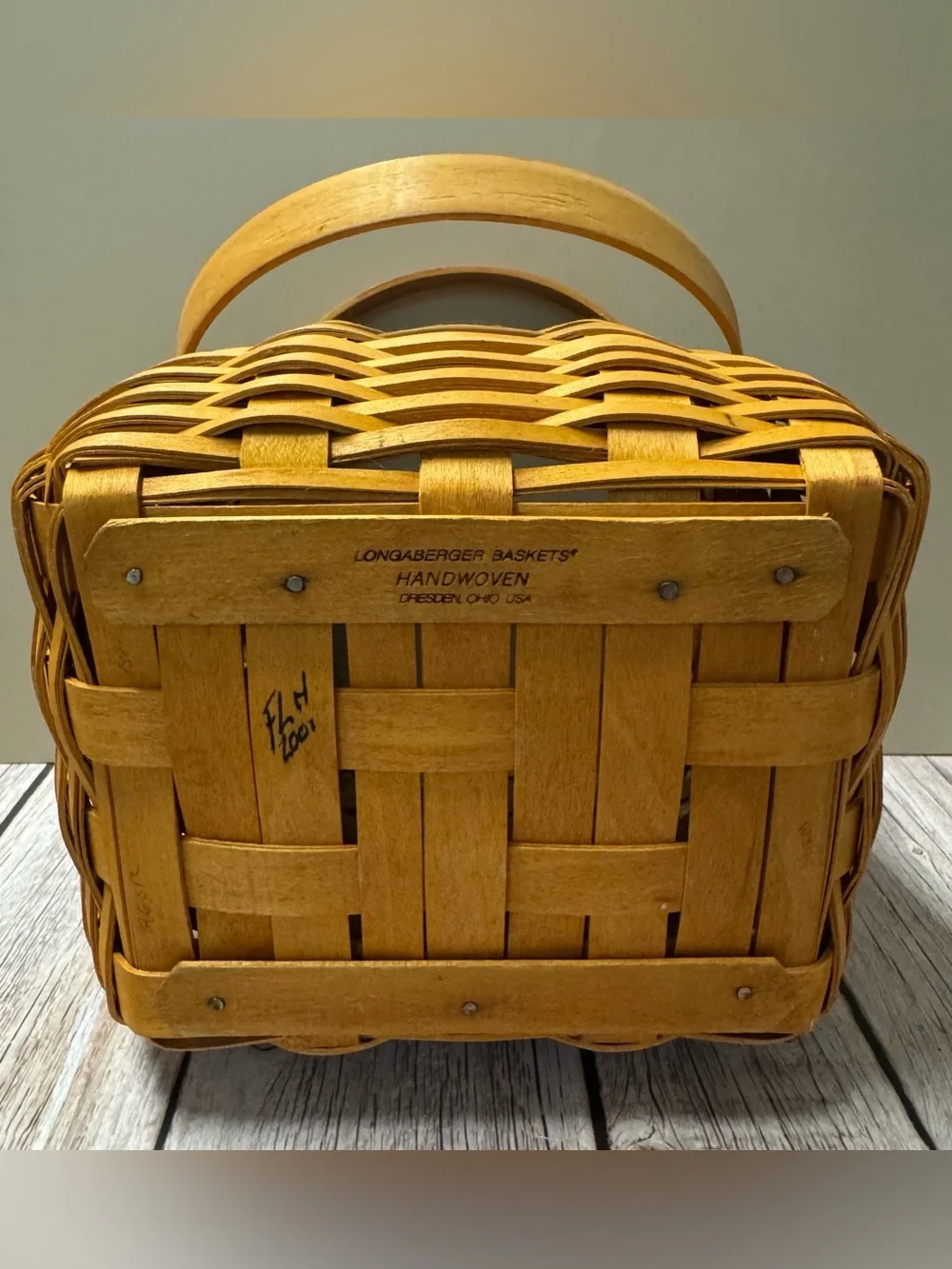 2002 Longaberger Tote Basket Combo Spring Floral Fabric Liner & Charm +Protector